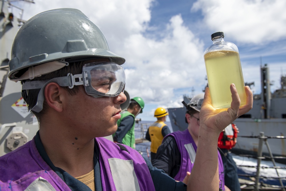 Fireman Jaycob Tillmanmontecillo, from Sacramento, Calif., conducts a clear and bright test