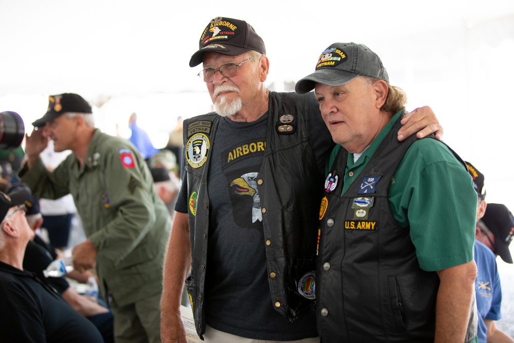 Vietnam Veterans Embrace after Being Recognized