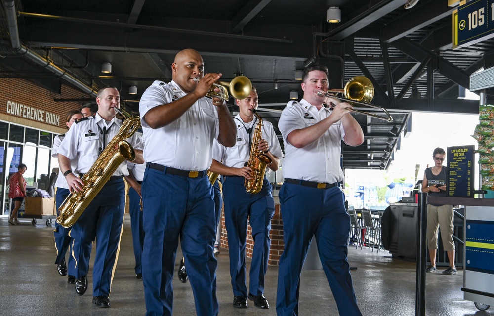 246th U.S. Army Band plays during Early Independence Day Celebration for summer tour