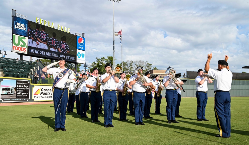 246th U.S. Army Band plays during Early Independence Day Celebration for summer tour