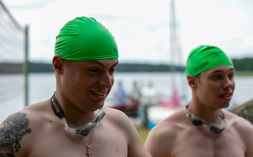 Battle Group Poland joins Polish uniformed services for run and swim race