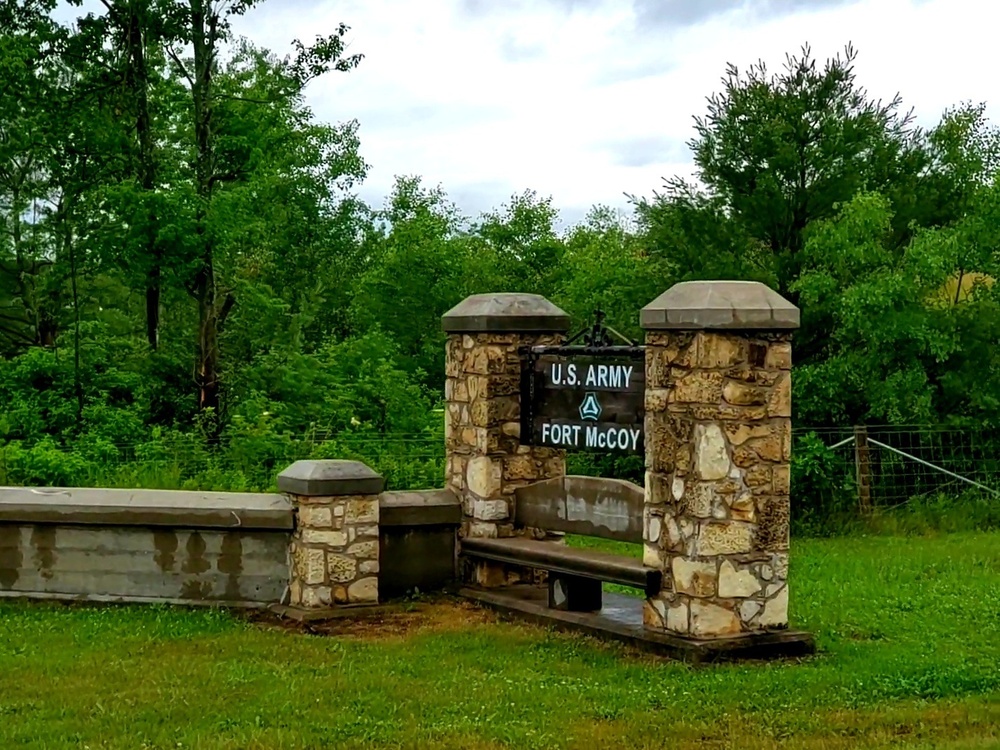 Old stone gates on Fort McCoy's South Post made by Works Progress Administration