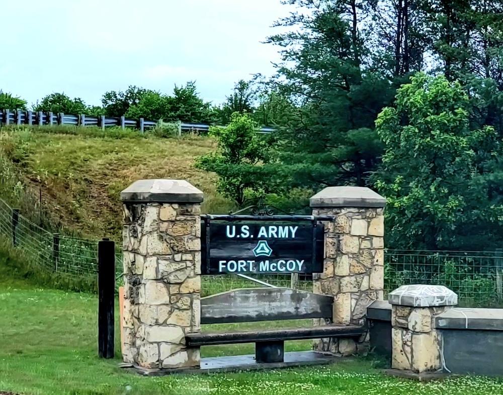 Old stone gates on Fort McCoy's South Post made by Works Progress Administration