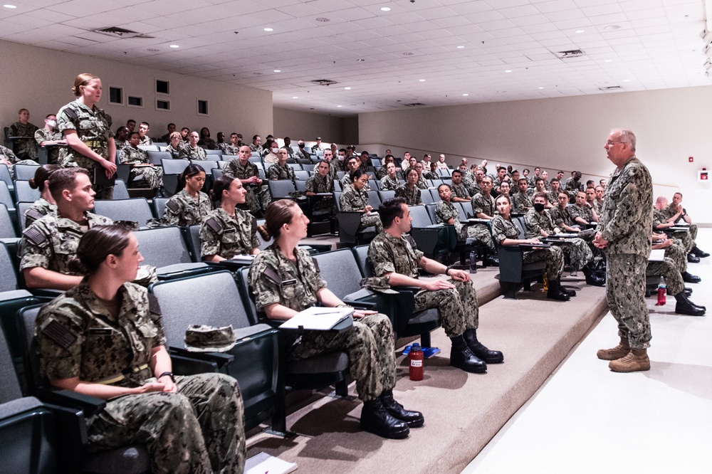 210628-N-TE695-0003 NEWPORT, R.I. (June 28, 2021) Navy Surgeon General speaks to ODS students