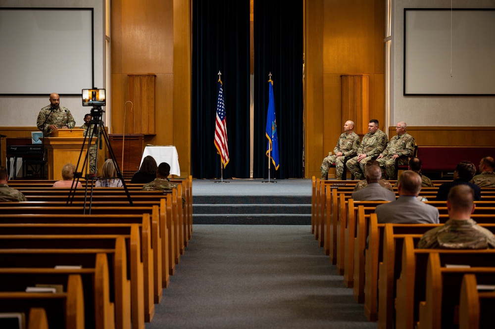 Barksdale welcomes new wing chaplain with Assumption of the Stole and Crook