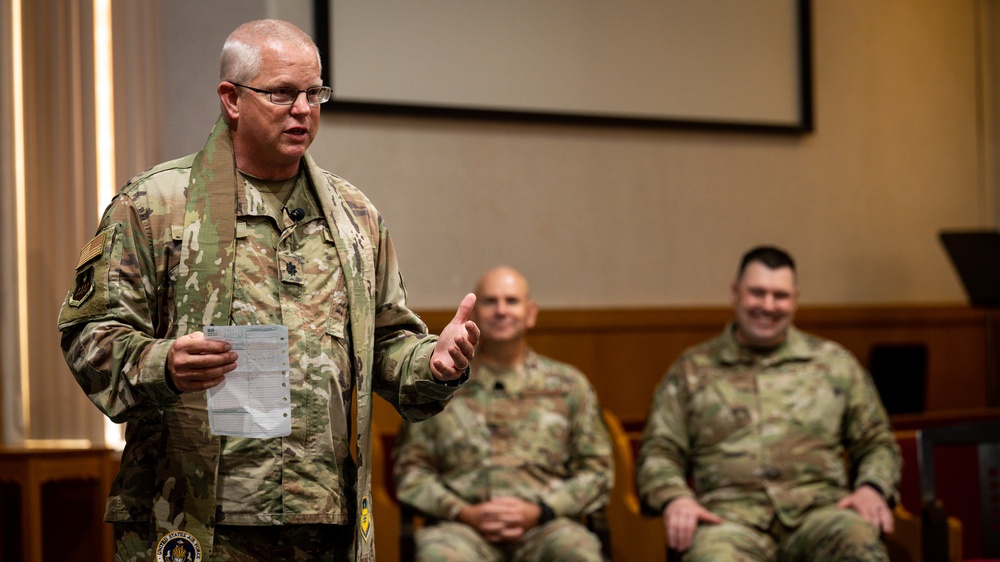 Barksdale welcomes new wing chaplain with Assumption of the Stole and Crook