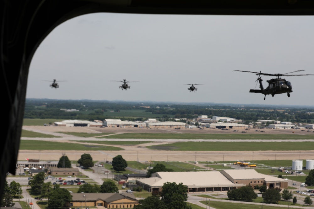 Helicopters fly over Ft. Campbell during Week of the Eagles