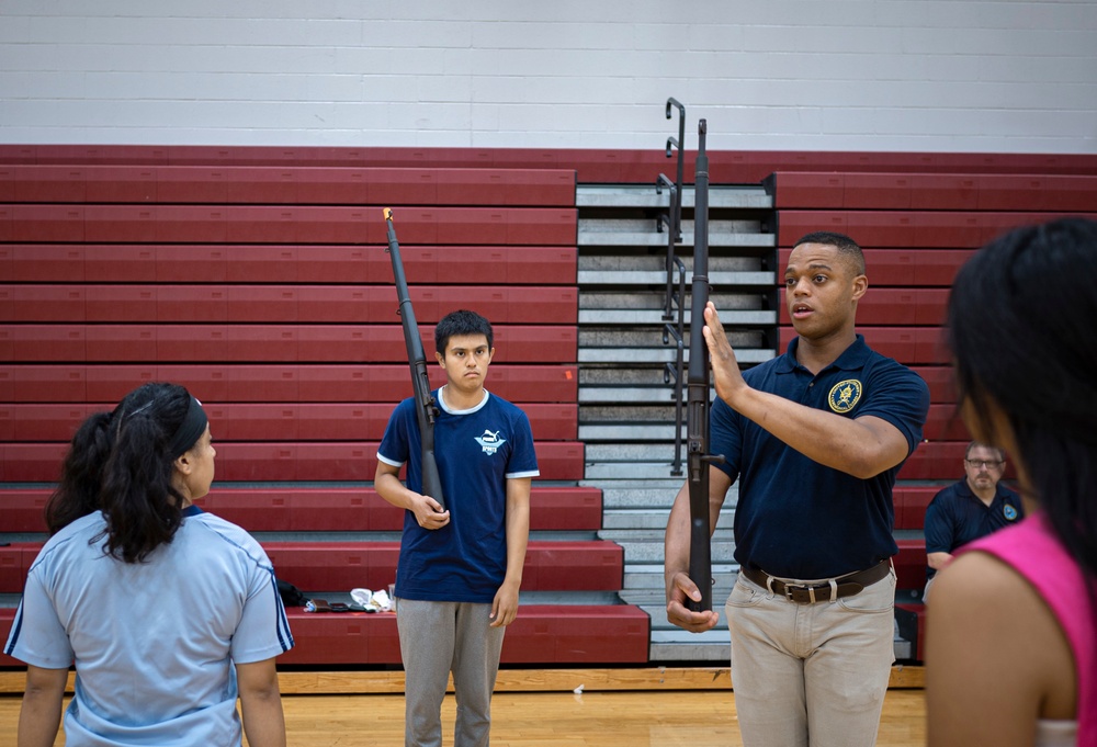 Navy Ceremonial Guard Performs for Local NJROTC Unit