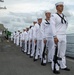 Sailors stand in formation during a remembrance ceremony for the Solomon Islands campaign