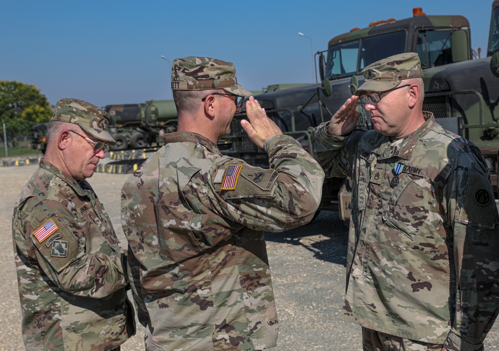428th Transportation Company Soldiers receive Army Achievement Medal.