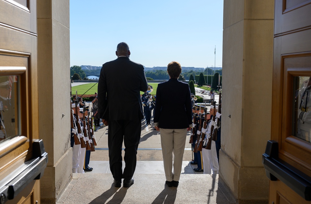 SecDef Austin and German MOD bilateral exchange