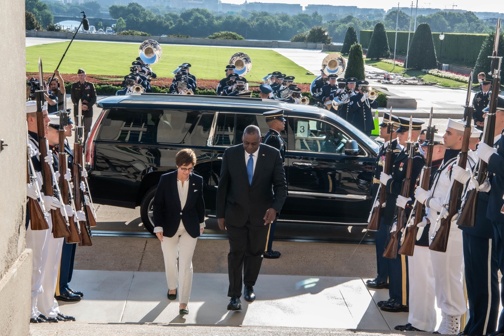 SecDef Austin and German MOD bilateral exchange