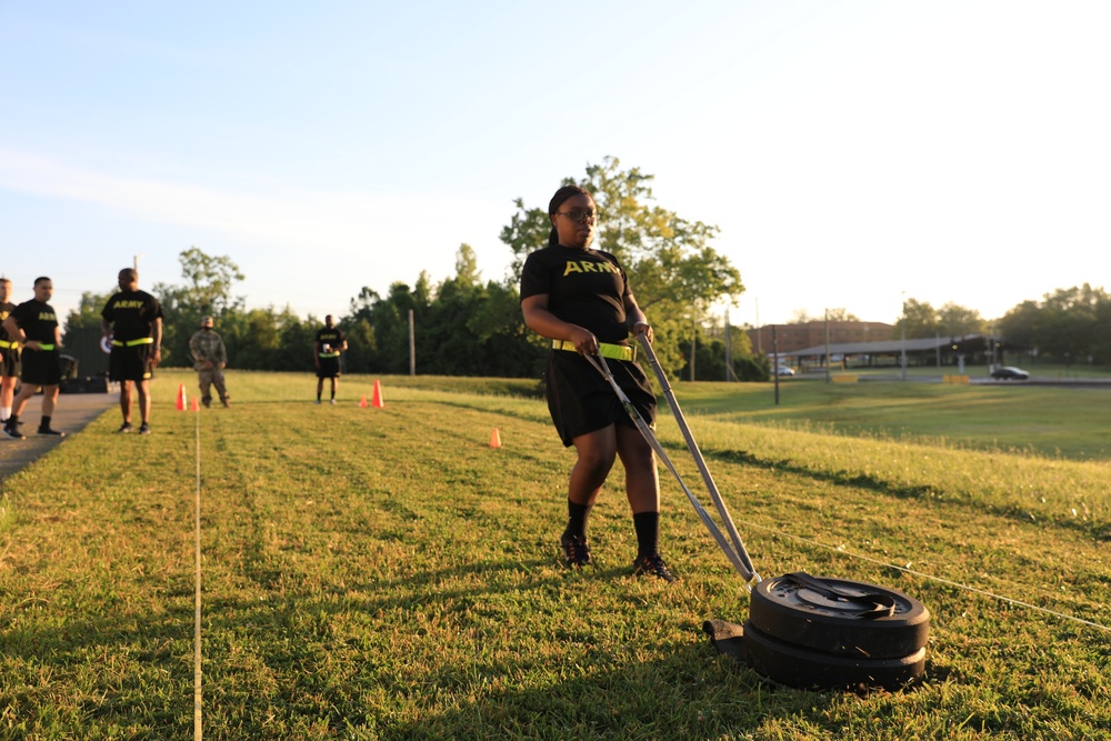 1st Theater Sustainment Command Senior and Junior Leaders take Army Combat Fitness Test Assessment