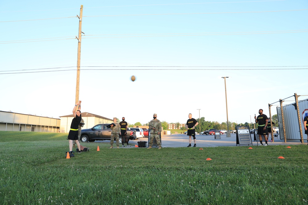 1st Theater Sustainment Command Senior and Junior Leaders take Army Combat Fitness Test Assessment