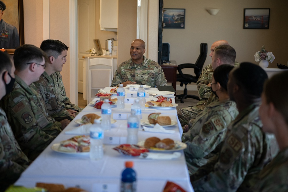 Brig. Gen. Collins discusses the future of base security with Travis Air Base defenders