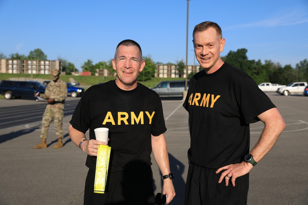 1st Theater Sustainment Command Senior and Junior Leaders take Army Combat Fitness Test Assessment