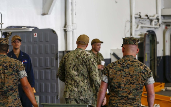 VMFA-314 Unload gear aboard USS Abraham Lincoln