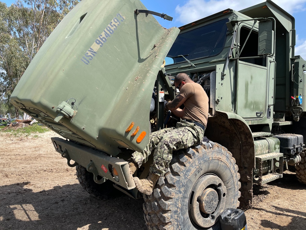 NMCB 11 Operates Civil Engineering Support Equipment for Civil Layer Project