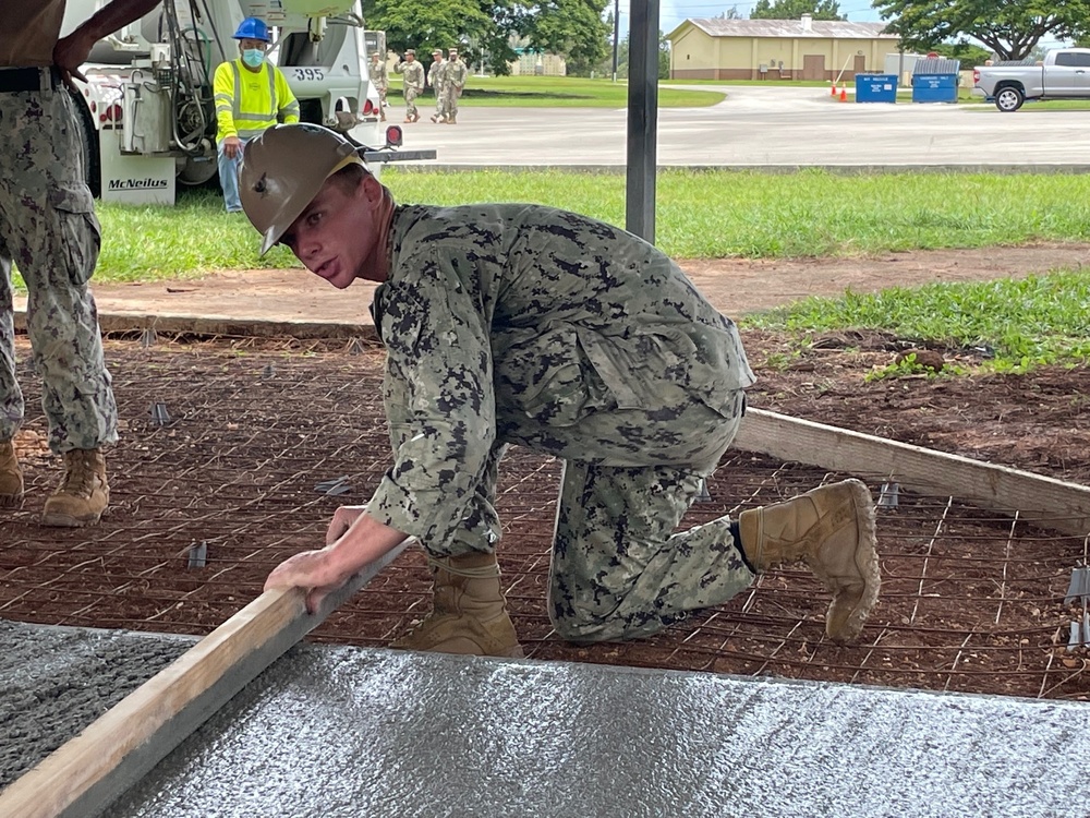DVIDS - Images - NMCB 11 Places Concrete Slab for Gazebo on Camp