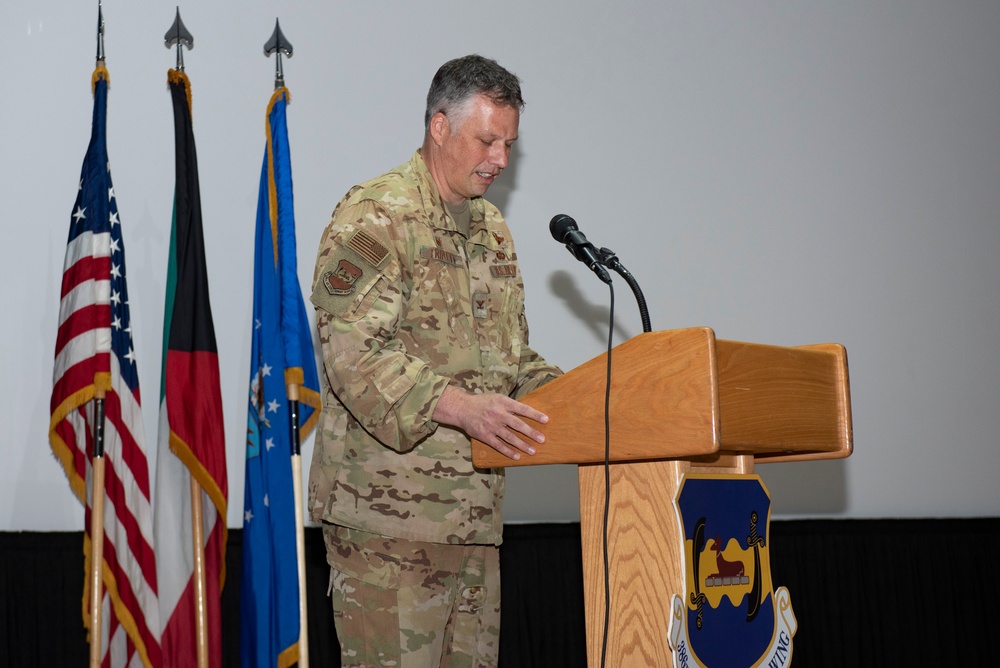 386th Air Expeditionary Wing hosts a change of command ceremony