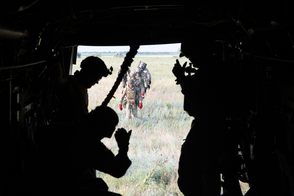 Multinational Special Operations Forces conduct fast-rope insertion and extraction training during exercise Sea Breeze 21.