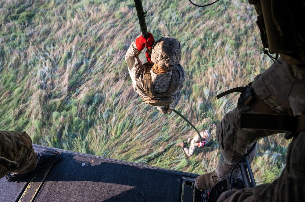 Multinational Special Operations Forces conduct fast-rope insertion and extraction training during exercise Sea Breeze 21.