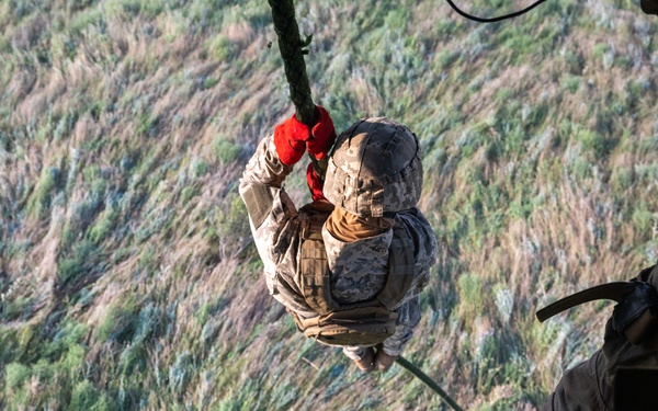 Multinational Special Operations Forces conduct fast-rope insertion and extraction training during exercise Sea Breeze 21.