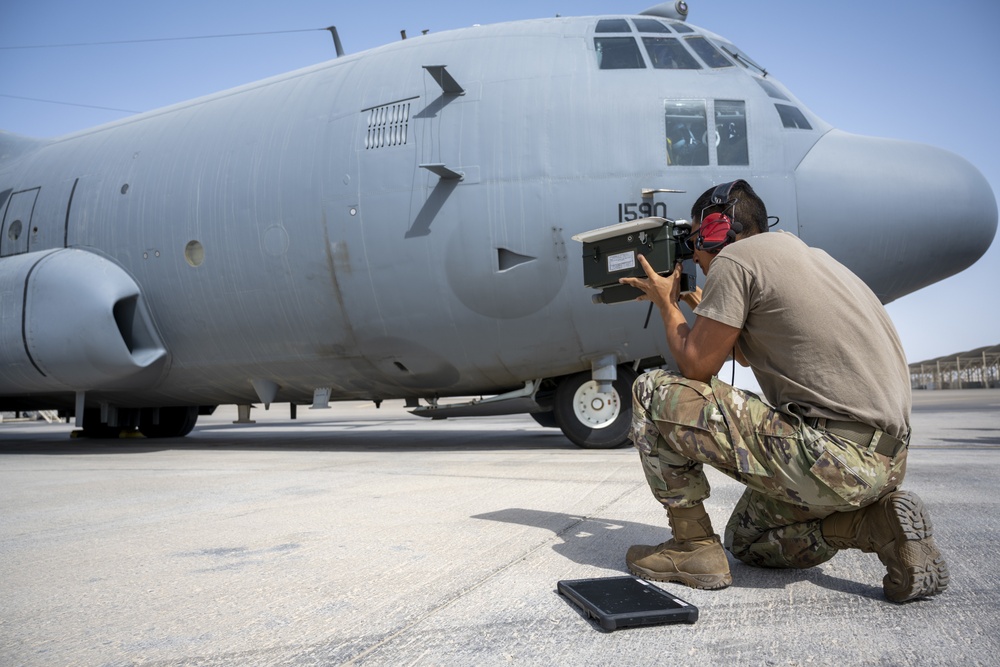 41st EECS, EC-130 Compass Call flies missions out of ADAB