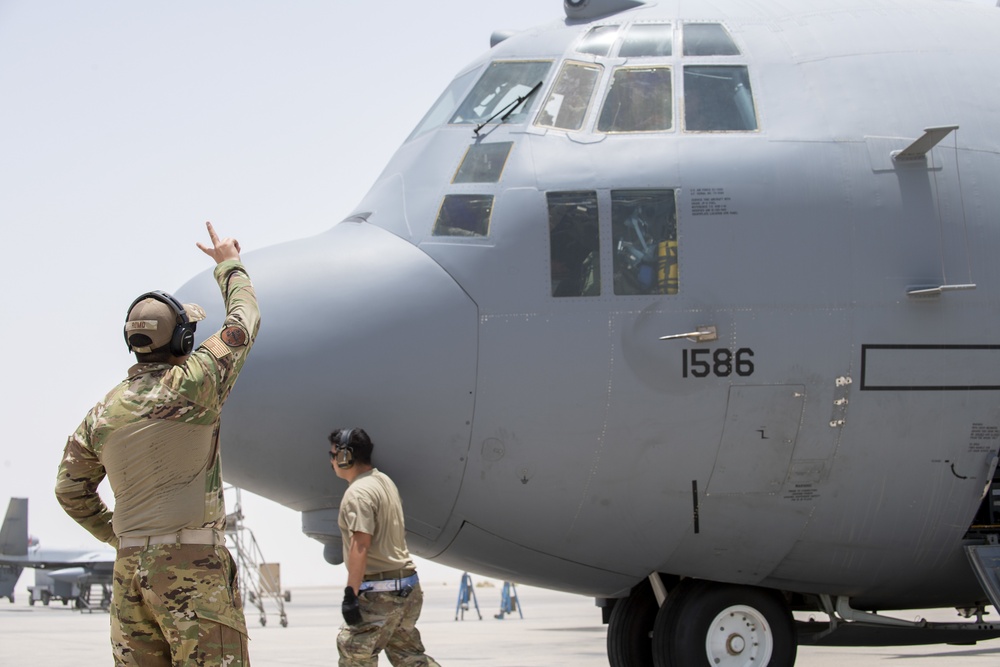 41st EECS, EC-130 Compass Call flies missions out of ADAB