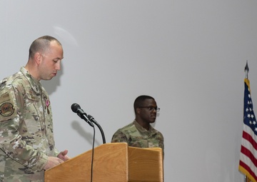 The 387th Expeditionary Support Squadron hosts a Change of Command ceremony