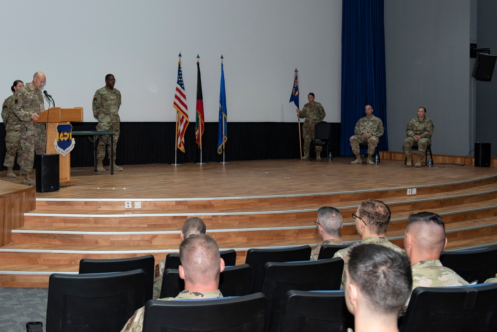 The 387th Expeditionary Support Squadron hosts a Change of Command ceremony