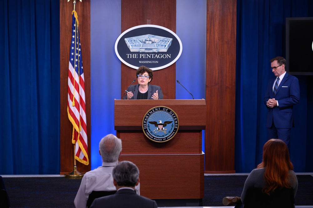 Pentagon Press Secretary John F. Kirby briefs the press