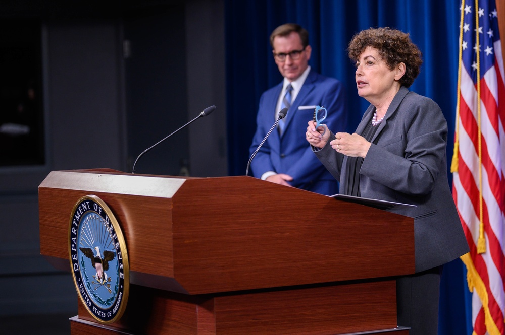 Pentagon Press Secretary John F. Kirby briefs the press