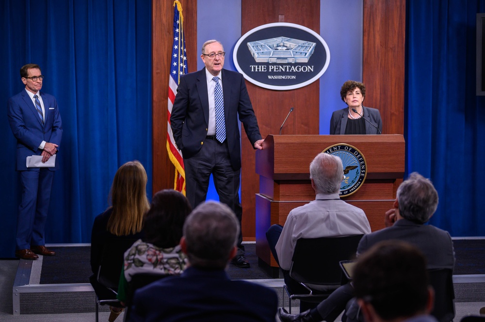 Pentagon Press Secretary John F. Kirby briefs the press