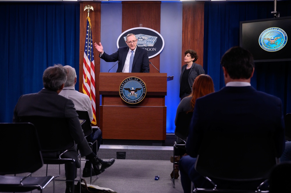 Pentagon Press Secretary John F. Kirby briefs the press