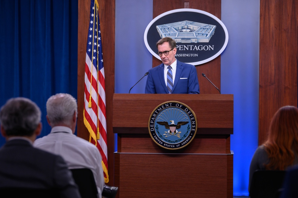 Pentagon Press Secretary John F. Kirby briefs the press