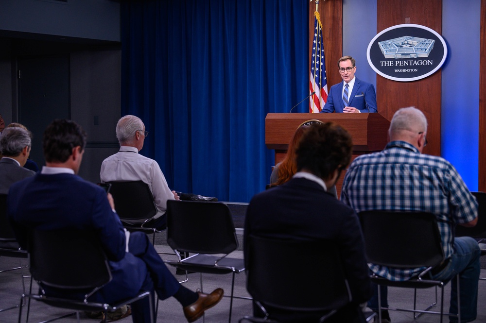 Pentagon Press Secretary John F. Kirby briefs the press