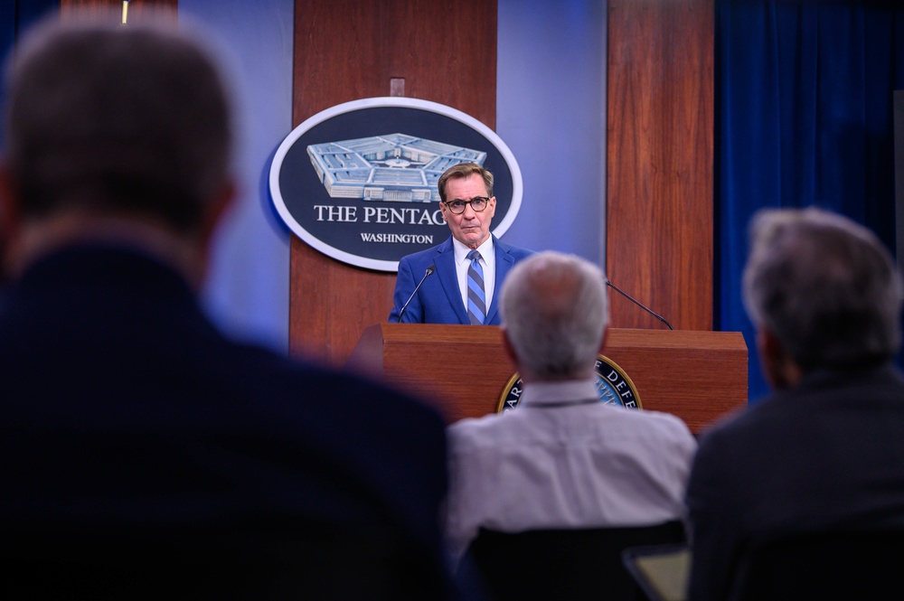 Pentagon Press Secretary John F. Kirby briefs the press