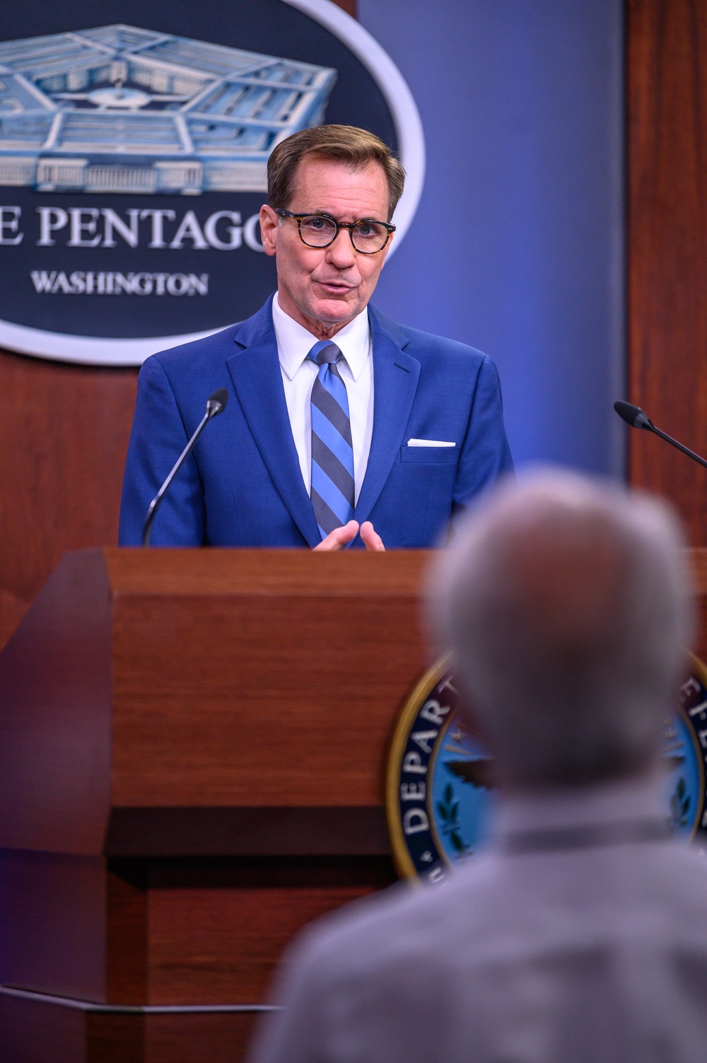 Pentagon Press Secretary John F. Kirby briefs the press