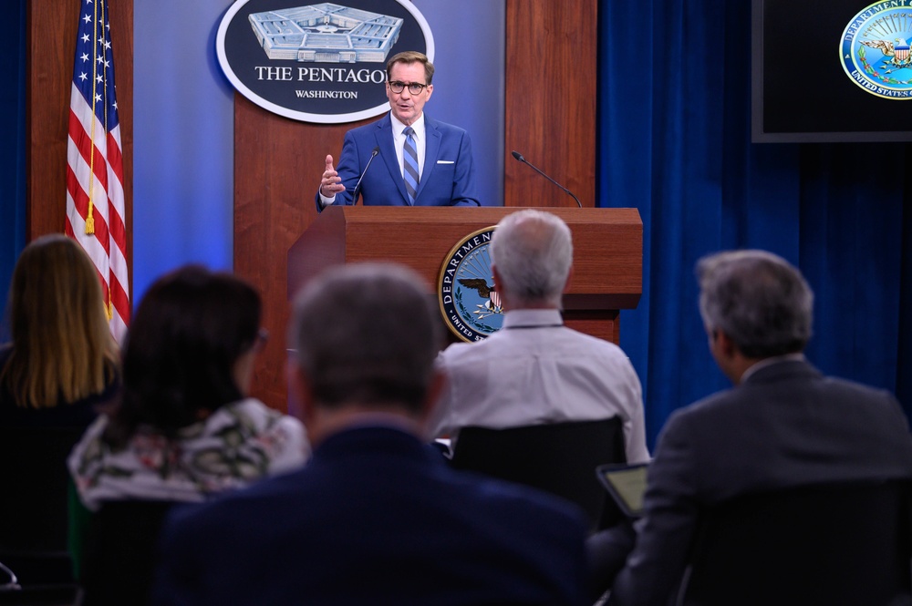 Pentagon Press Secretary John F. Kirby briefs the press