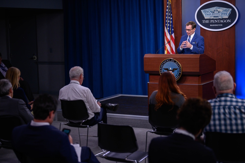 Pentagon Press Secretary John F. Kirby briefs the press