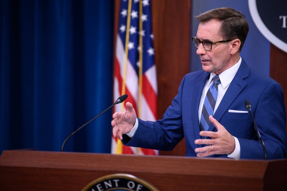 Pentagon Press Secretary John F. Kirby briefs the press