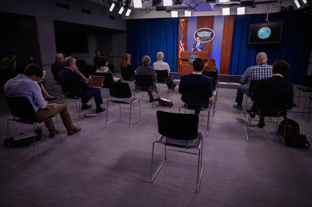 Pentagon Press Secretary John F. Kirby briefs the press