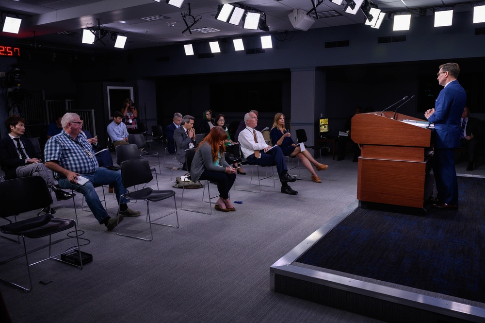 Pentagon Press Secretary John F. Kirby briefs the press