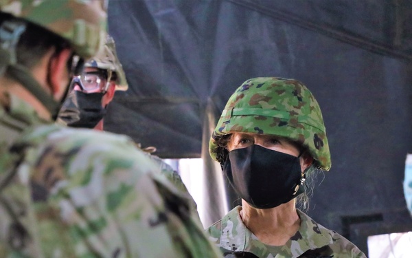 MG Laura Yeager visits bilateral Fire Direction Center Yausubetsu Training Area June 28