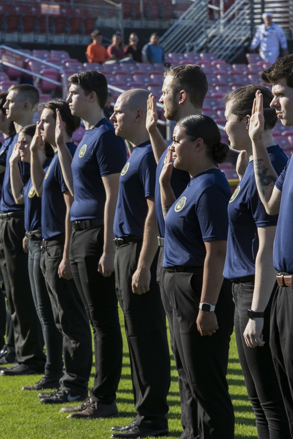 Future Sailors receive oath of enlistment before minor league baseball game