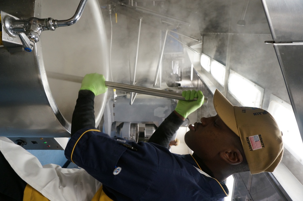Sailor Prepares Soup For His Crew