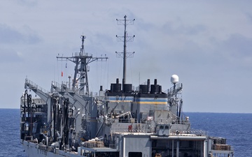 USS SAN ANTONIO Receives Replenishment-At-Sea