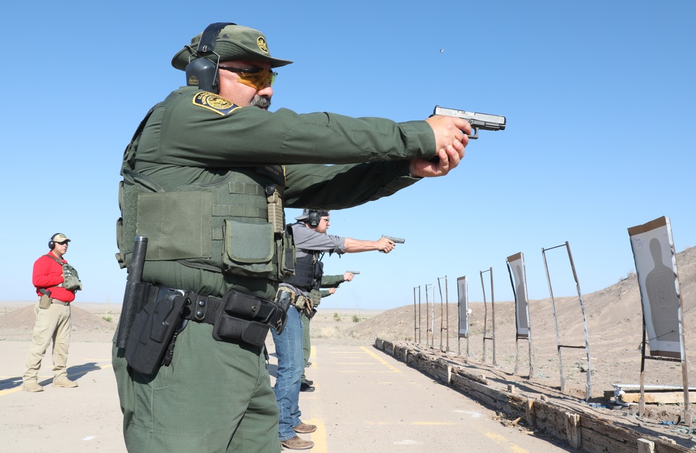 Border Patrol and Homeland Security Investigations agents conduct weapon qualifications in Big Bend Sector