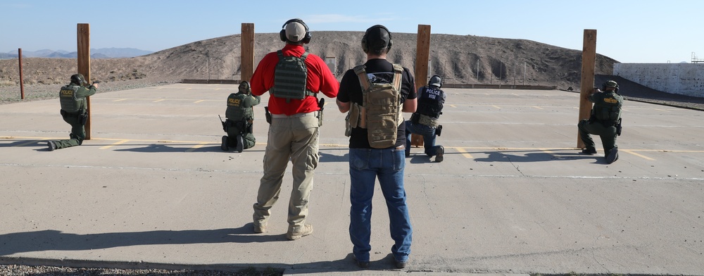 Border Patrol and Homeland Security Investigations agents conduct weapon qualifications in Big Bend Sector